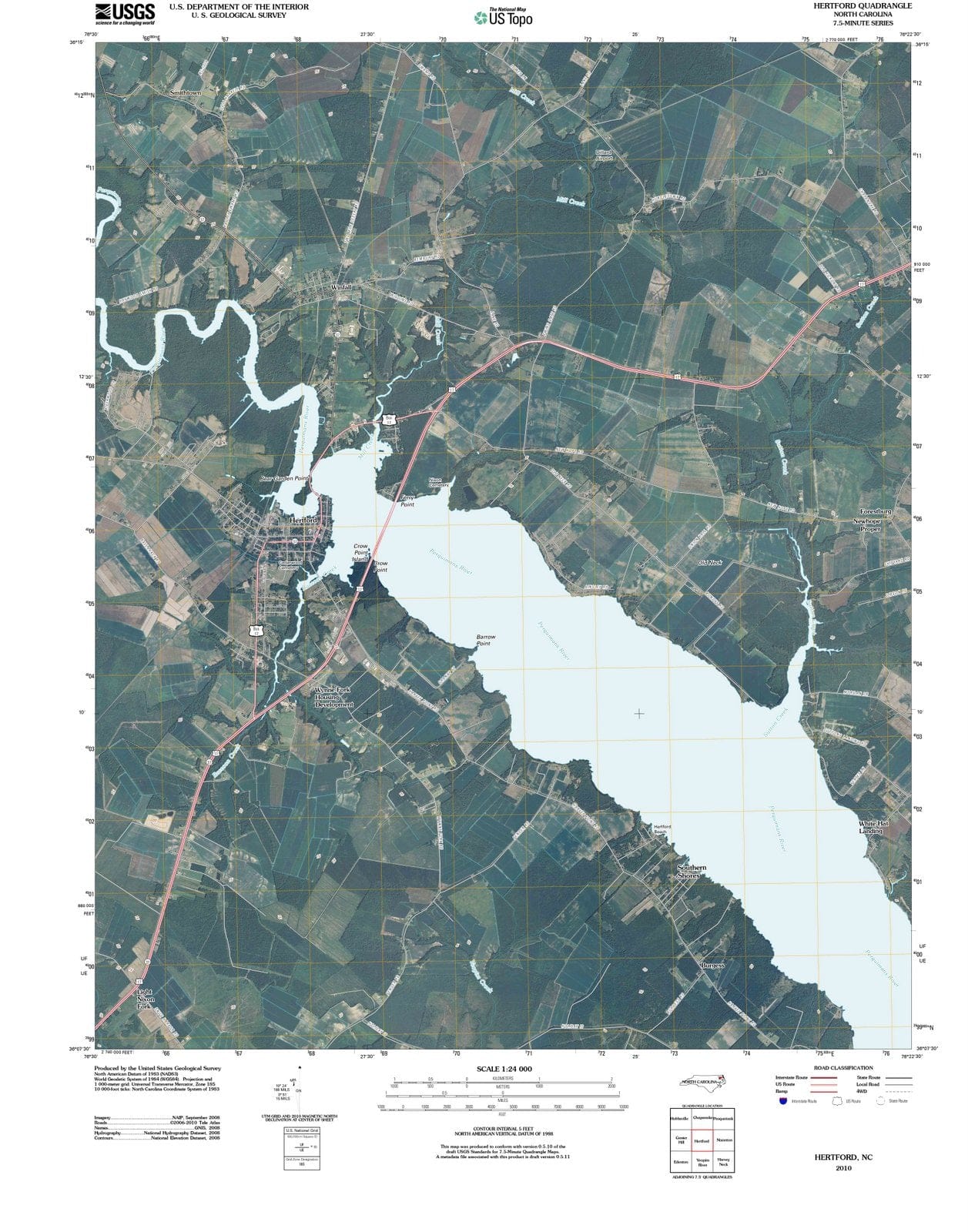2010 Hertford, NC - North Carolina - USGS Topographic Map