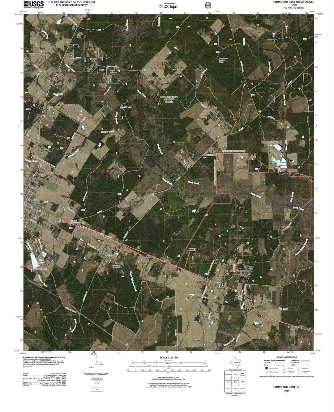 2010 Groveton East, TX - Texas - USGS Topographic Map