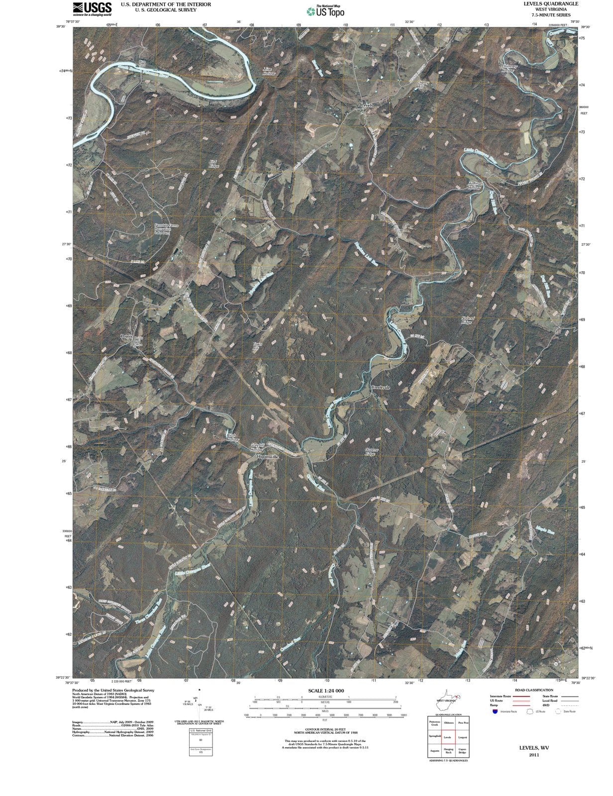 2011 Levels, WV - West Virginia - USGS Topographic Map