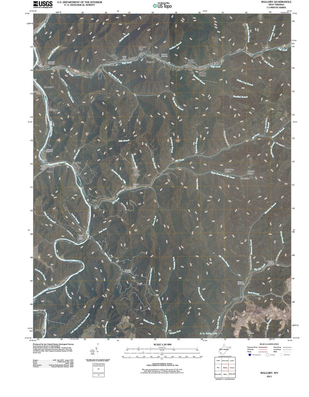 2011 Mallory, WV - West Virginia - USGS Topographic Map