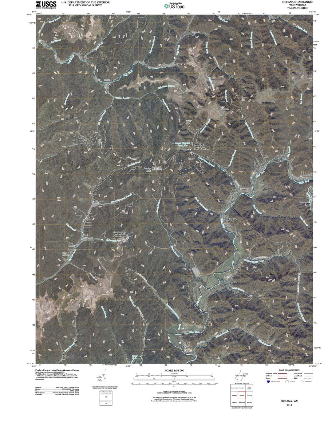 2011 Oceana, WV - West Virginia - USGS Topographic Map
