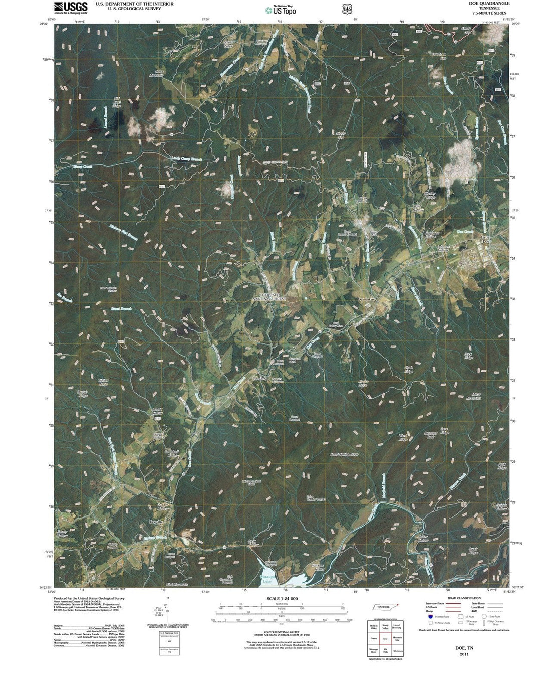 2011 Doe, TN - Tennessee - USGS Topographic Map