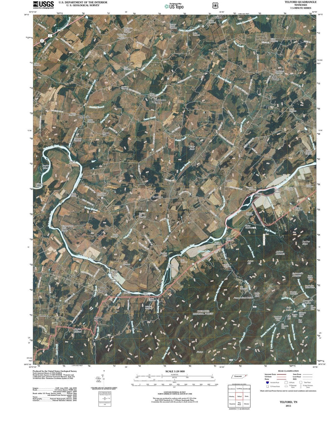 2011 Telford, TN - Tennessee - USGS Topographic Map