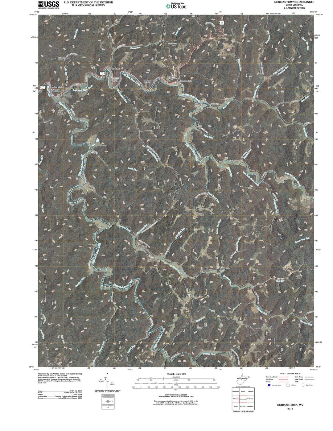 2011 Normantown, WV - West Virginia - USGS Topographic Map