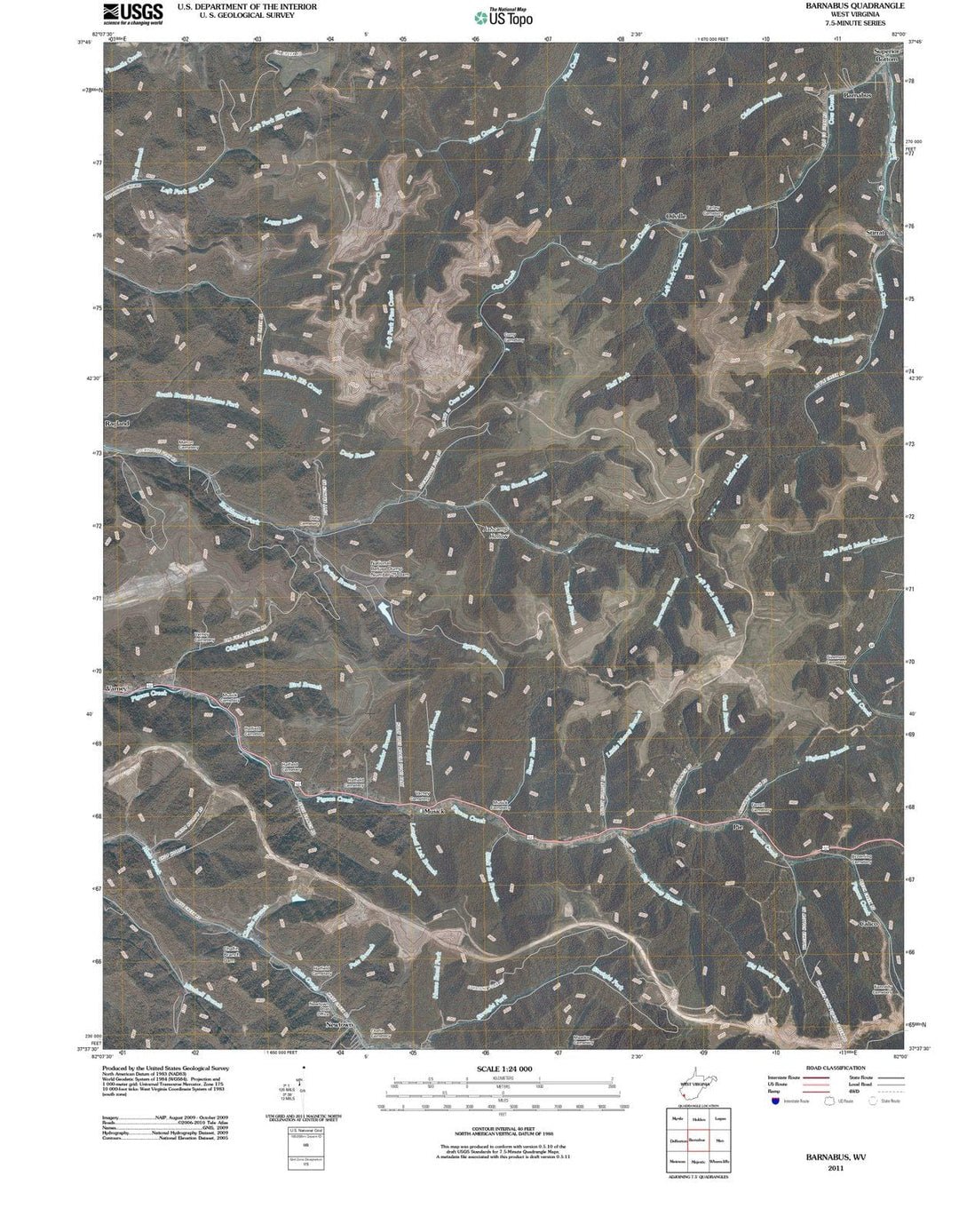 2011 Barnabus, WV - West Virginia - USGS Topographic Map