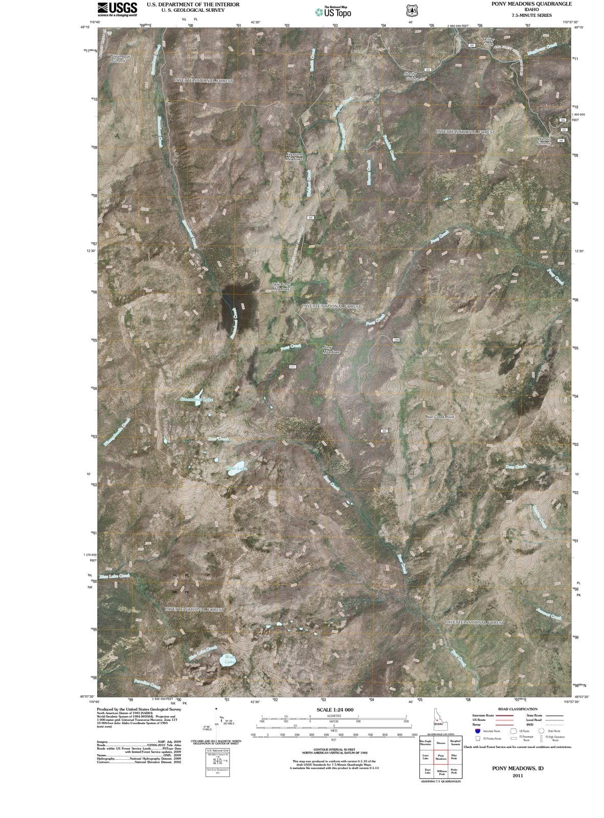 2011 Pony Meadows, ID - Idaho - USGS Topographic Map