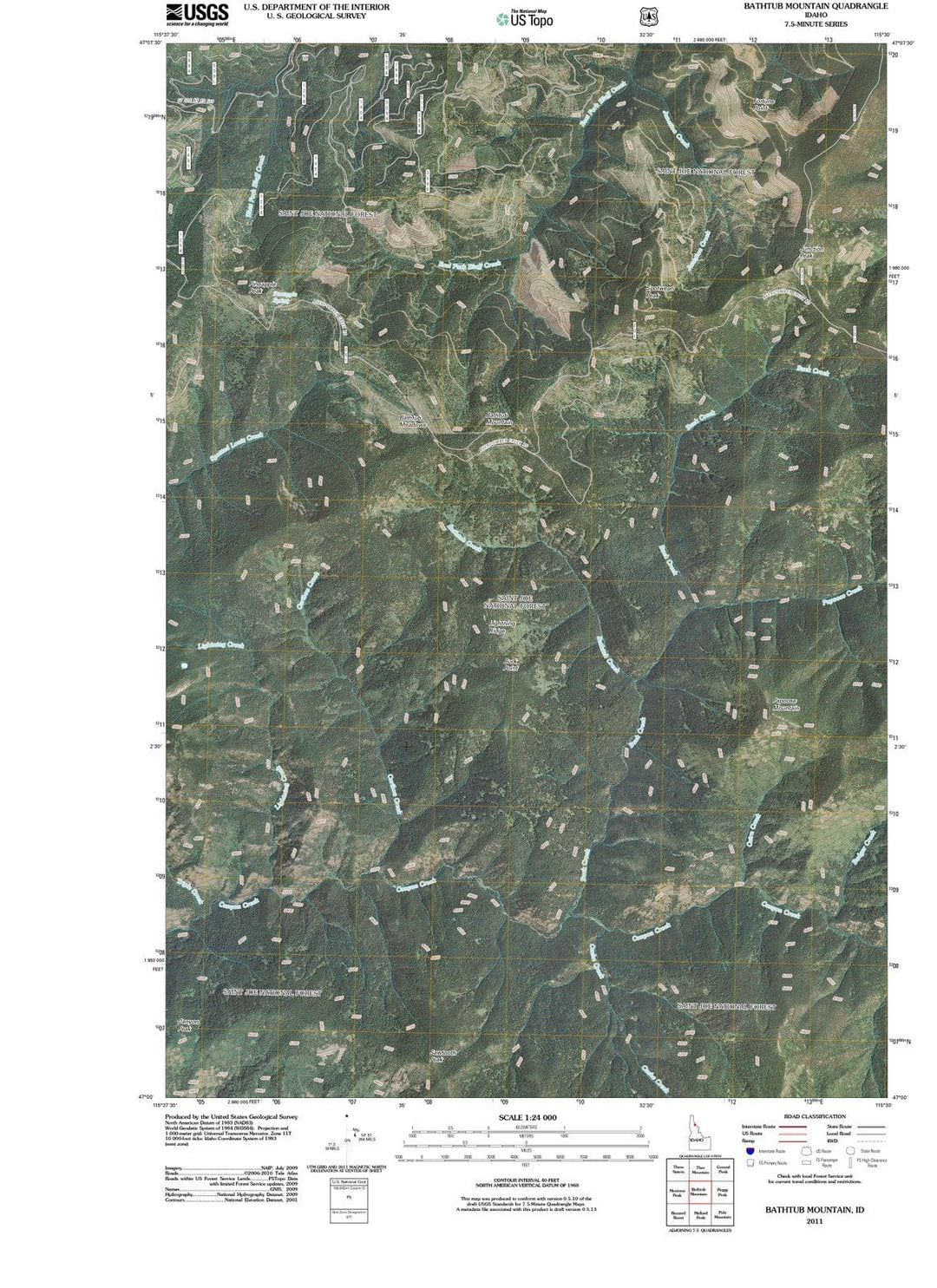 2011 Bathtub Mountain, ID - Idaho - USGS Topographic Map