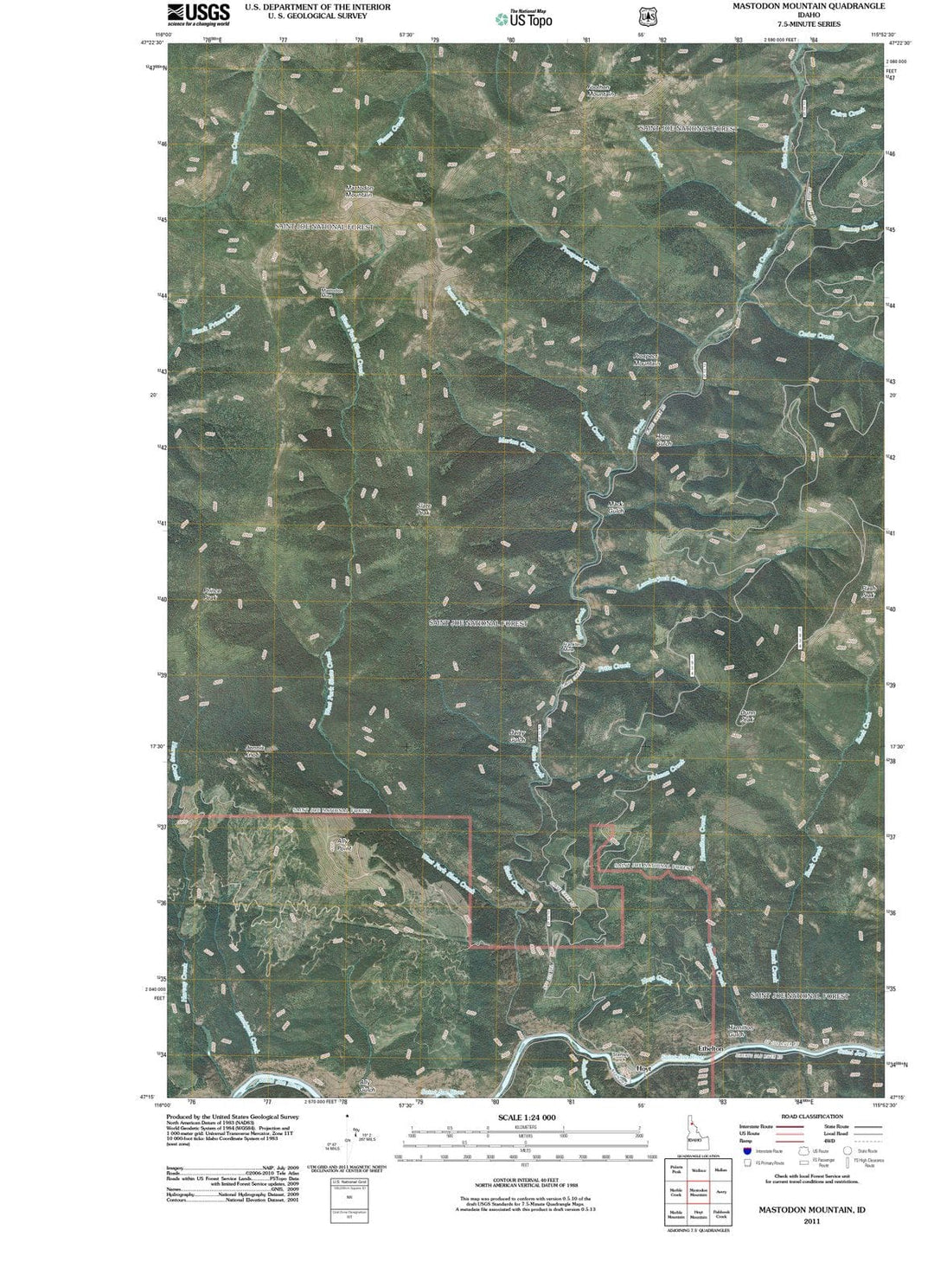 2011 Mastodon Mountain, ID - Idaho - USGS Topographic Map