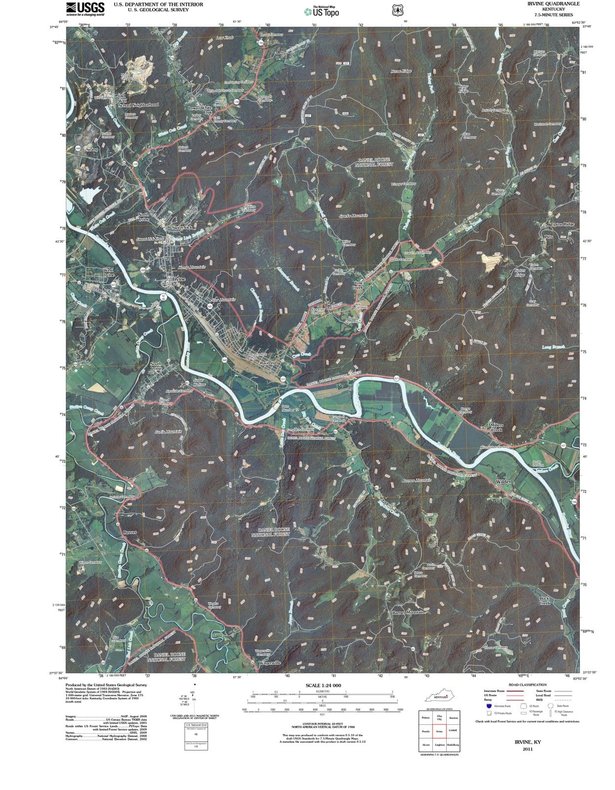 2011 Irvine, KY - Kentucky - USGS Topographic Map