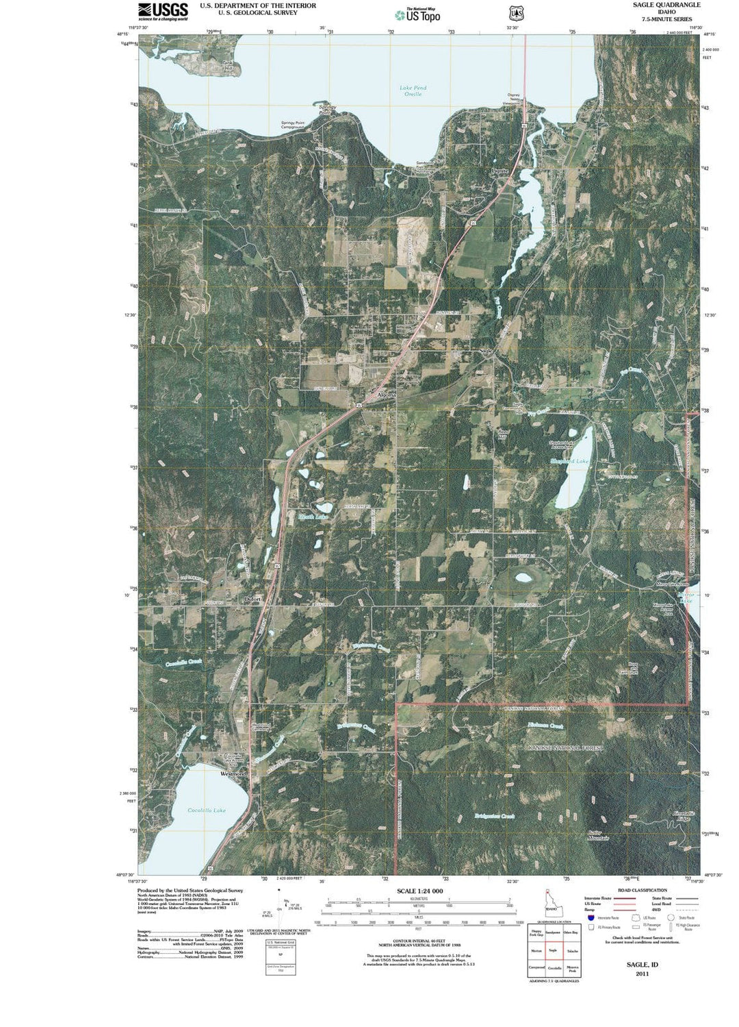 2011 Sagle, ID - Idaho - USGS Topographic Map