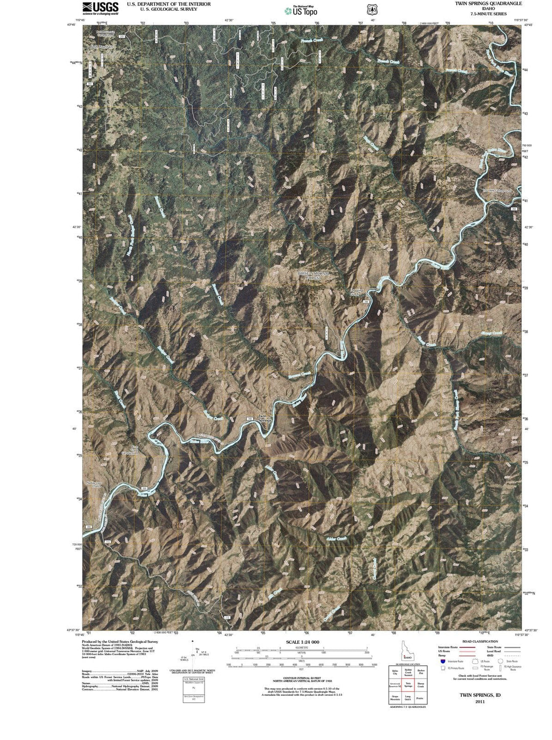 2011 Twin Springs, ID - Idaho - USGS Topographic Map