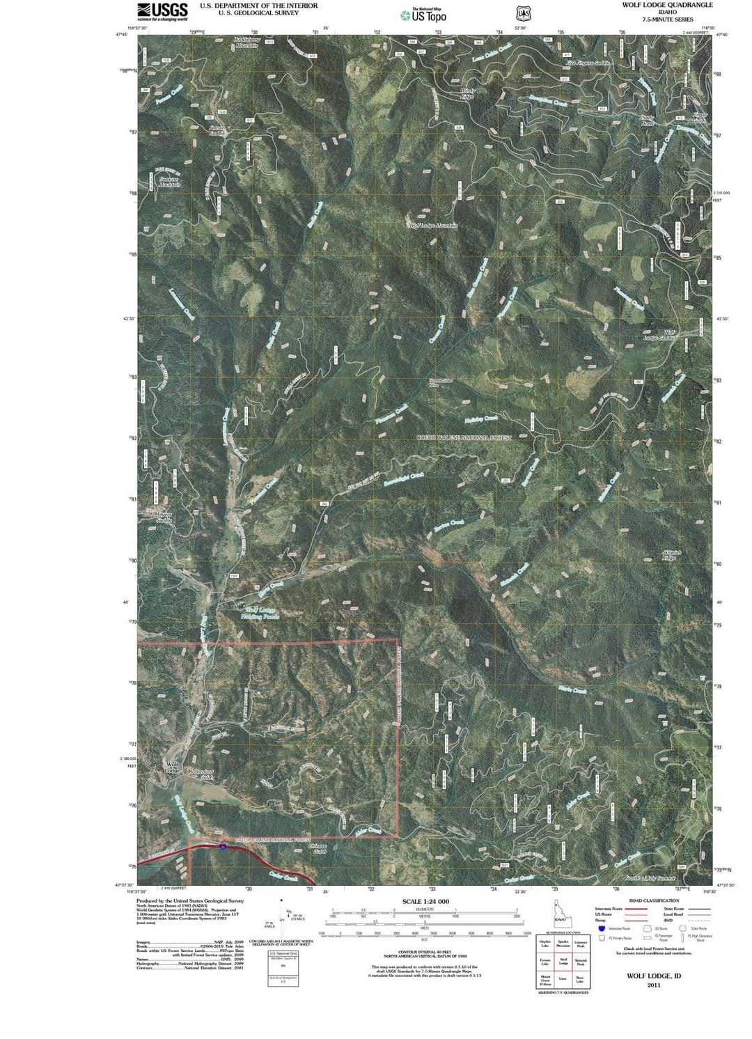 2011 Wolf Lodge, ID - Idaho - USGS Topographic Map
