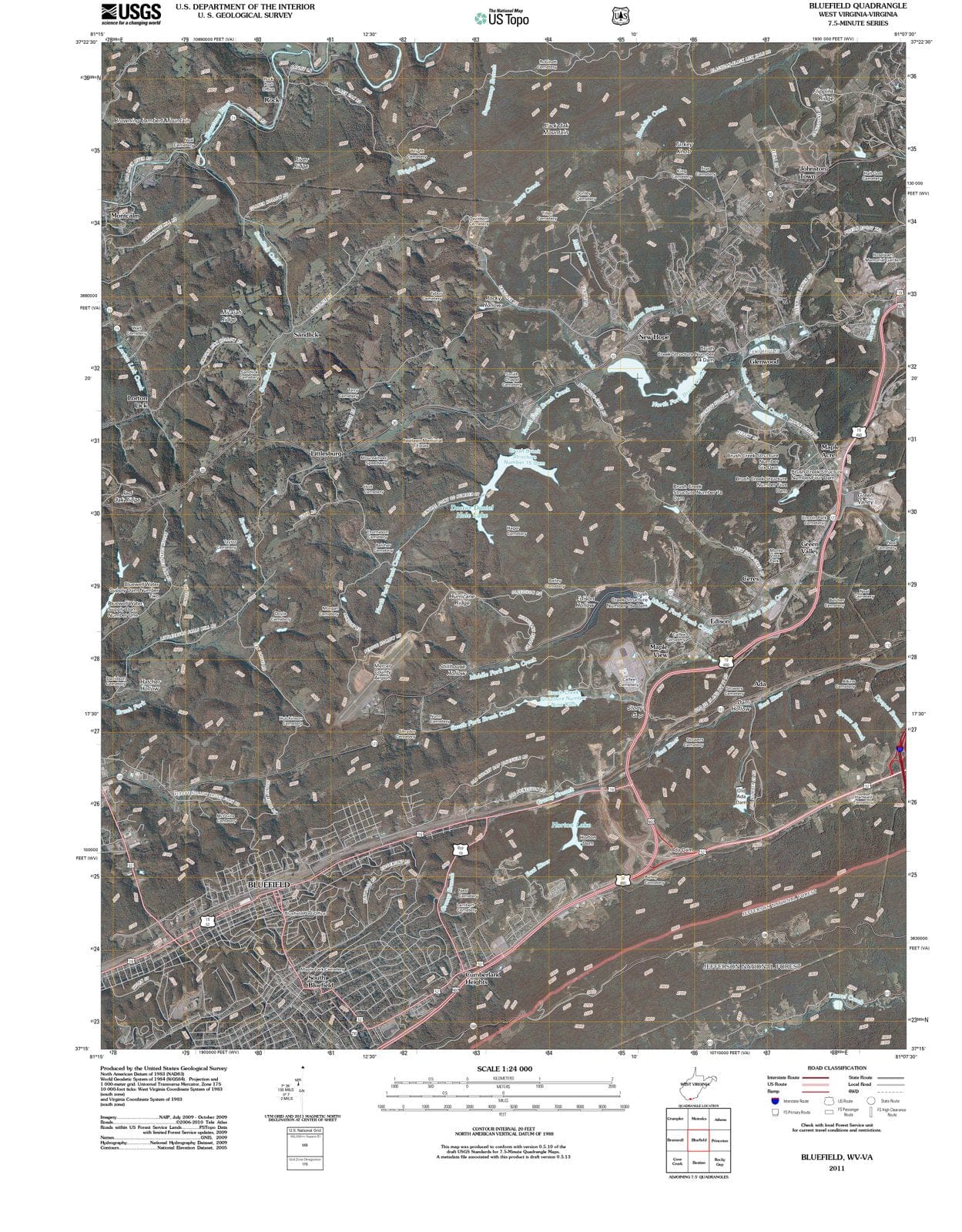 2011 Bluefield, WV - West Virginia - USGS Topographic Map