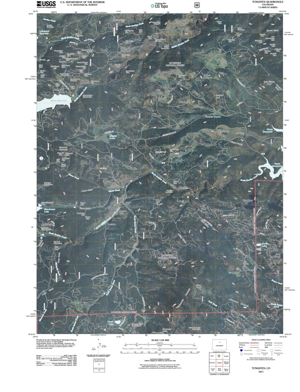 2011 Tungsten, CO - Colorado - USGS Topographic Map