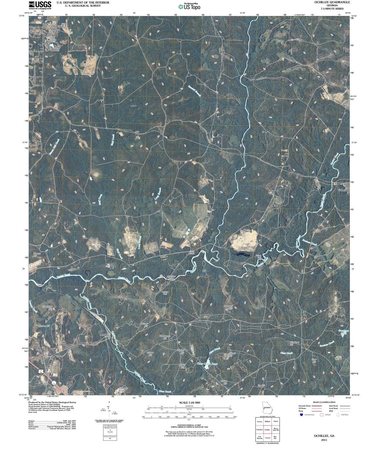 2011 Ochillee, GA - Georgia - USGS Topographic Map