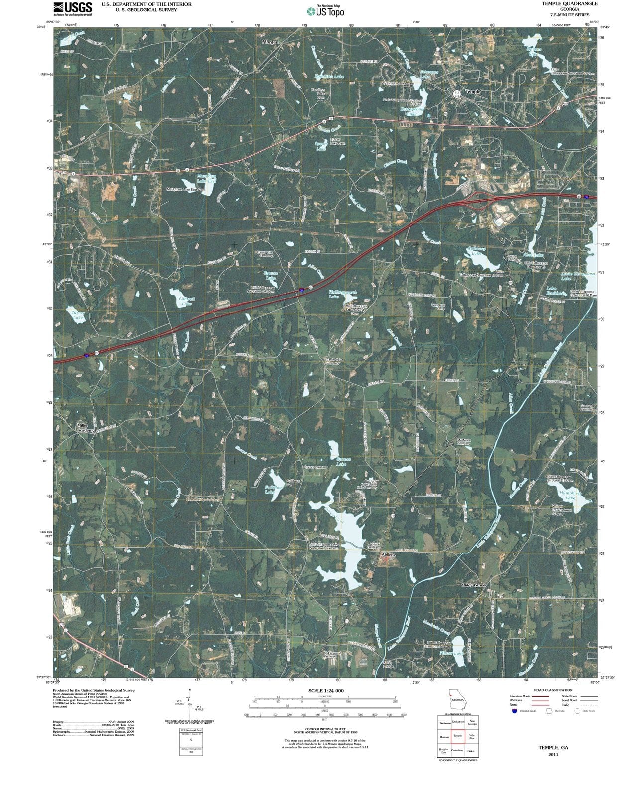 2011 Temple, GA - Georgia - USGS Topographic Map