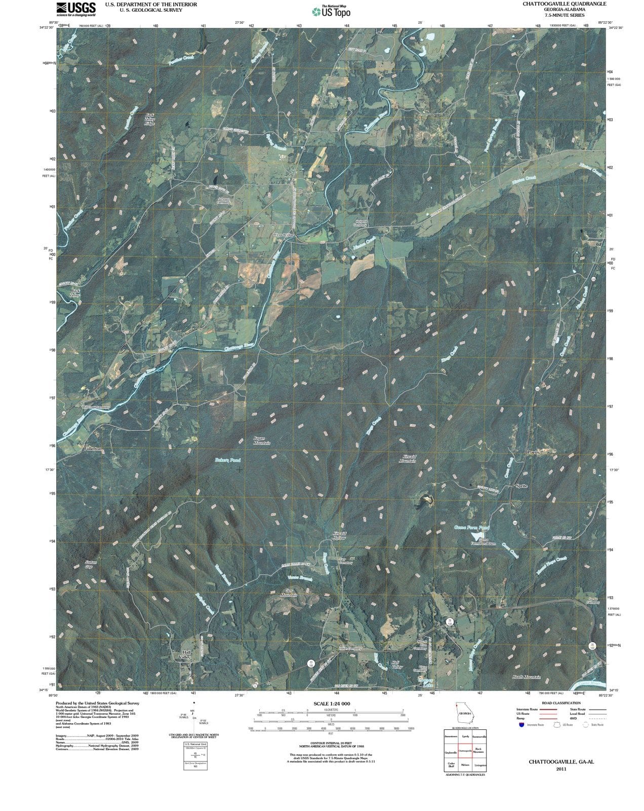 2011 Chattoogaville, GA - Georgia - USGS Topographic Map