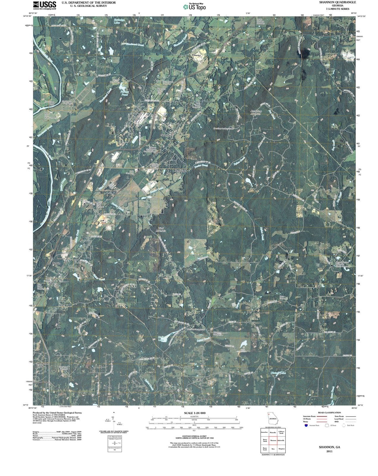 2011 Shannon, GA - Georgia - USGS Topographic Map