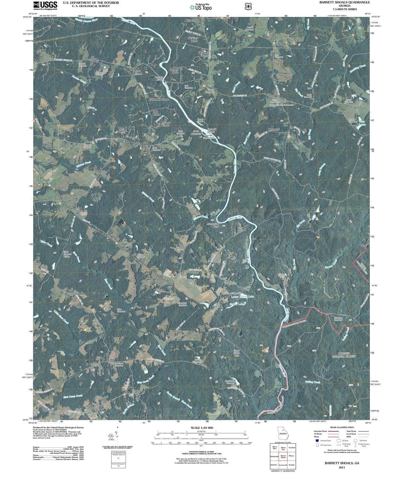 2011 Barnett Shoals, GA - Georgia - USGS Topographic Map