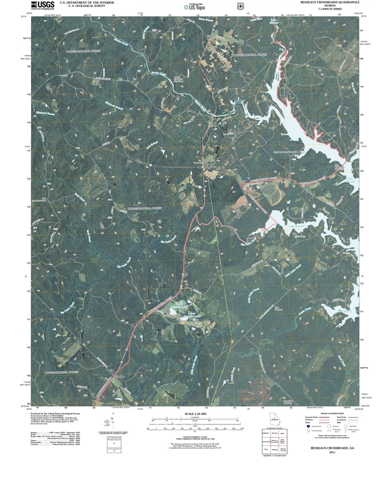 2011 Resseaus Crossroads, GA - Georgia - USGS Topographic Map