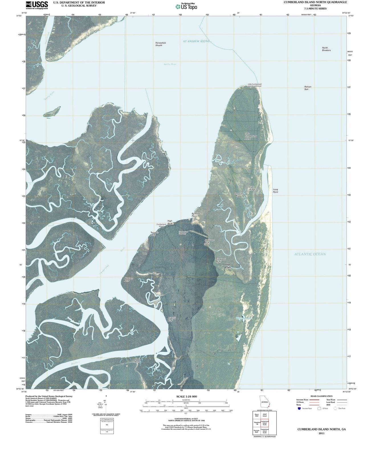 2011 Cumberland Island, GA - Georgia - USGS Topographic Map