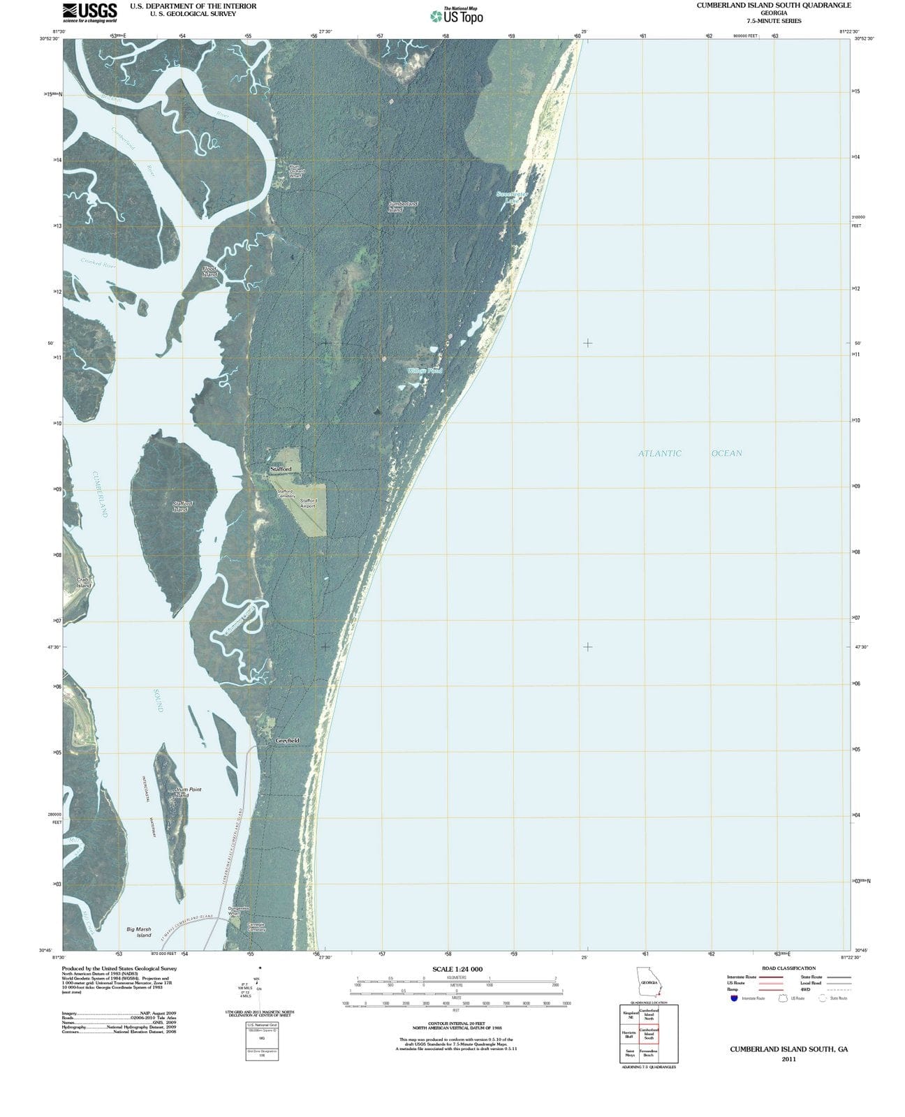 2011 Cumberland Island, GA - Georgia - USGS Topographic Map v2