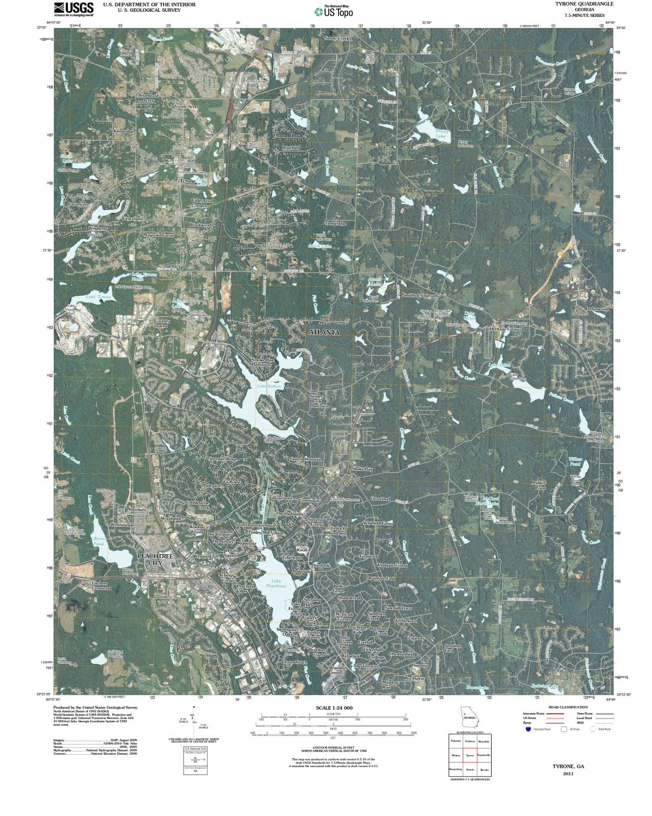 2011 Tyrone, GA - Georgia - USGS Topographic Map
