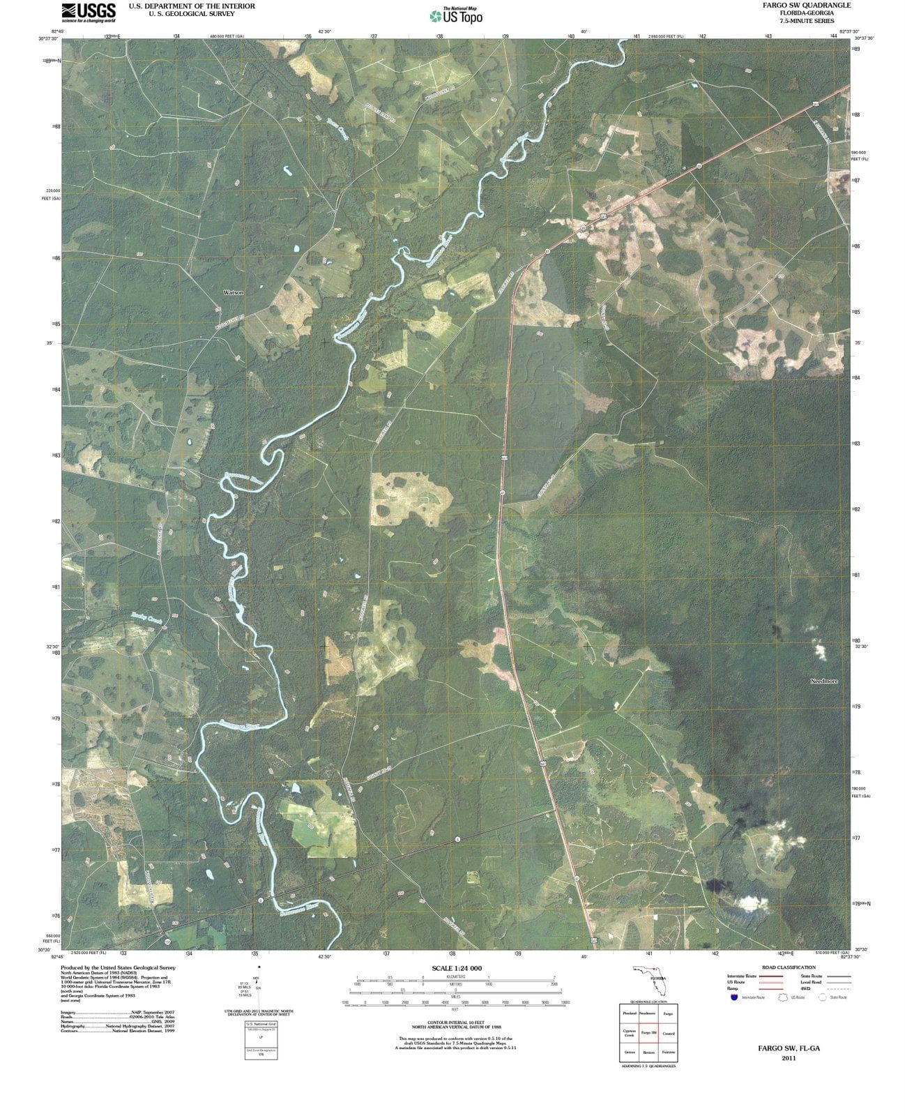 2011 Fargo, FL - Florida - USGS Topographic Map