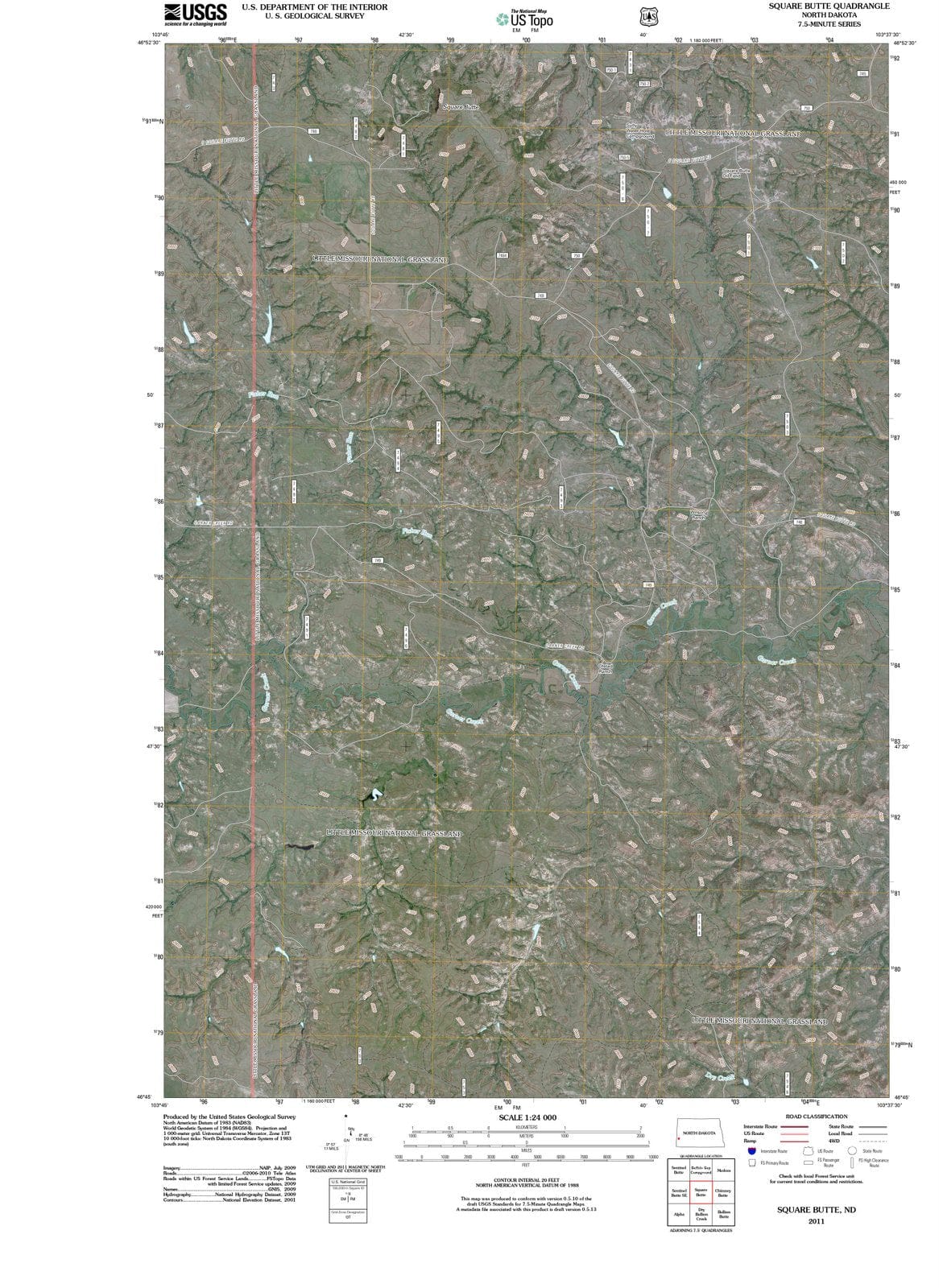 2011 Square Butte, ND - North Dakota - USGS Topographic Map