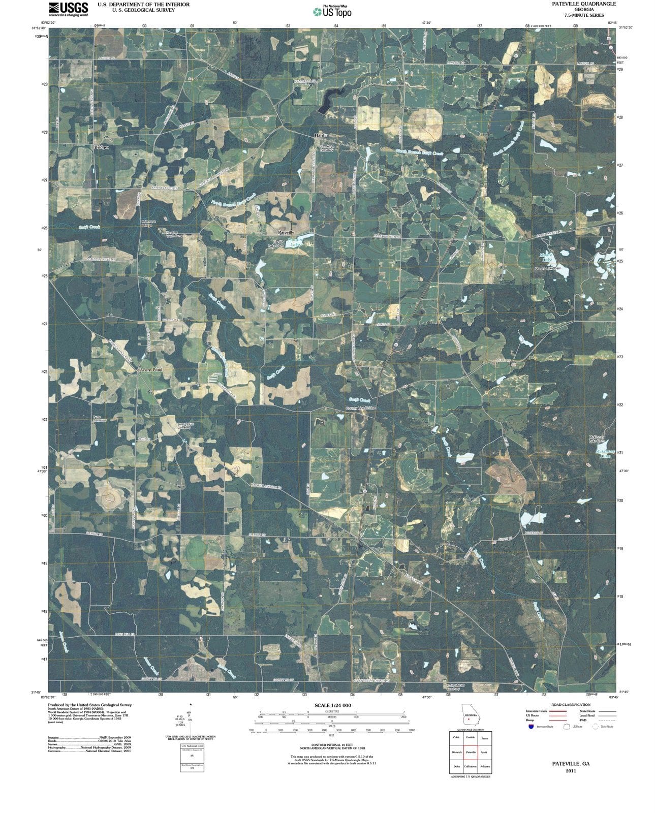 2011 Pateville, GA - Georgia - USGS Topographic Map