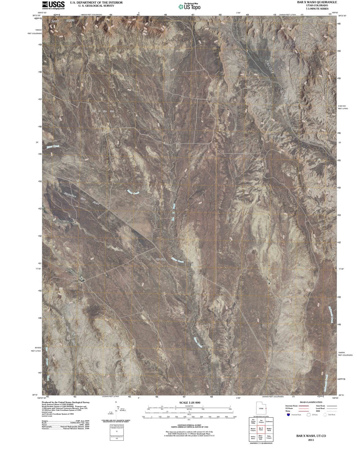 2011 Bar X Wash, UT - Utah - USGS Topographic Map