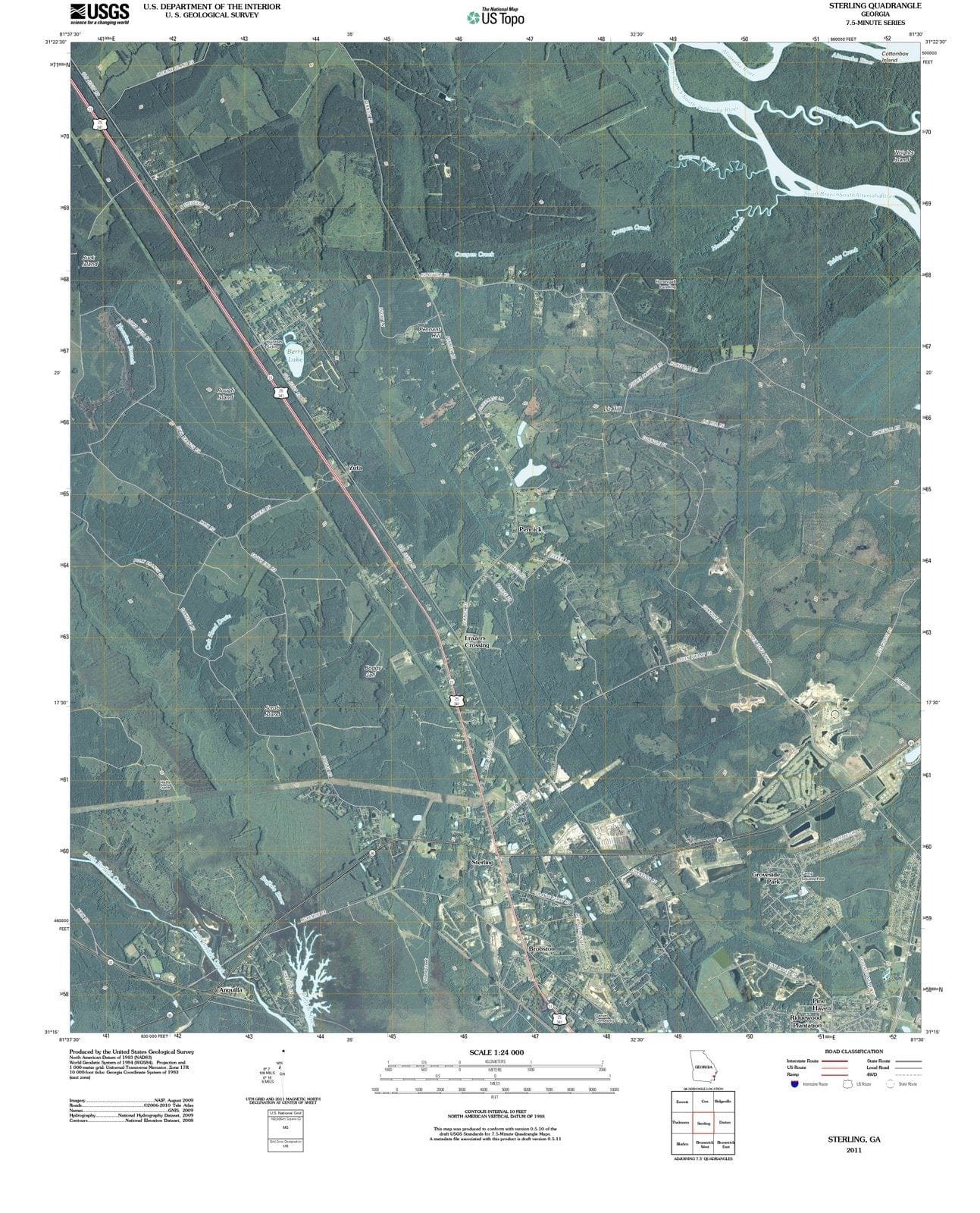 2011 Sterling, GA - Georgia - USGS Topographic Map