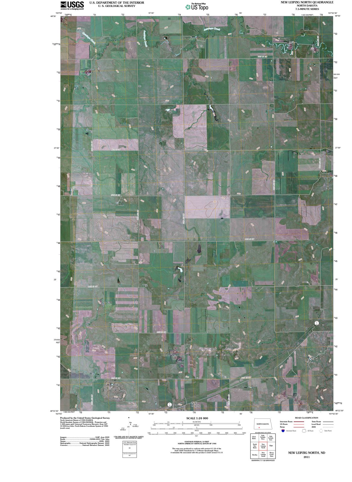 2011 New Leipzig North, ND North Dakota USGS Topographic Map Historic Pictoric