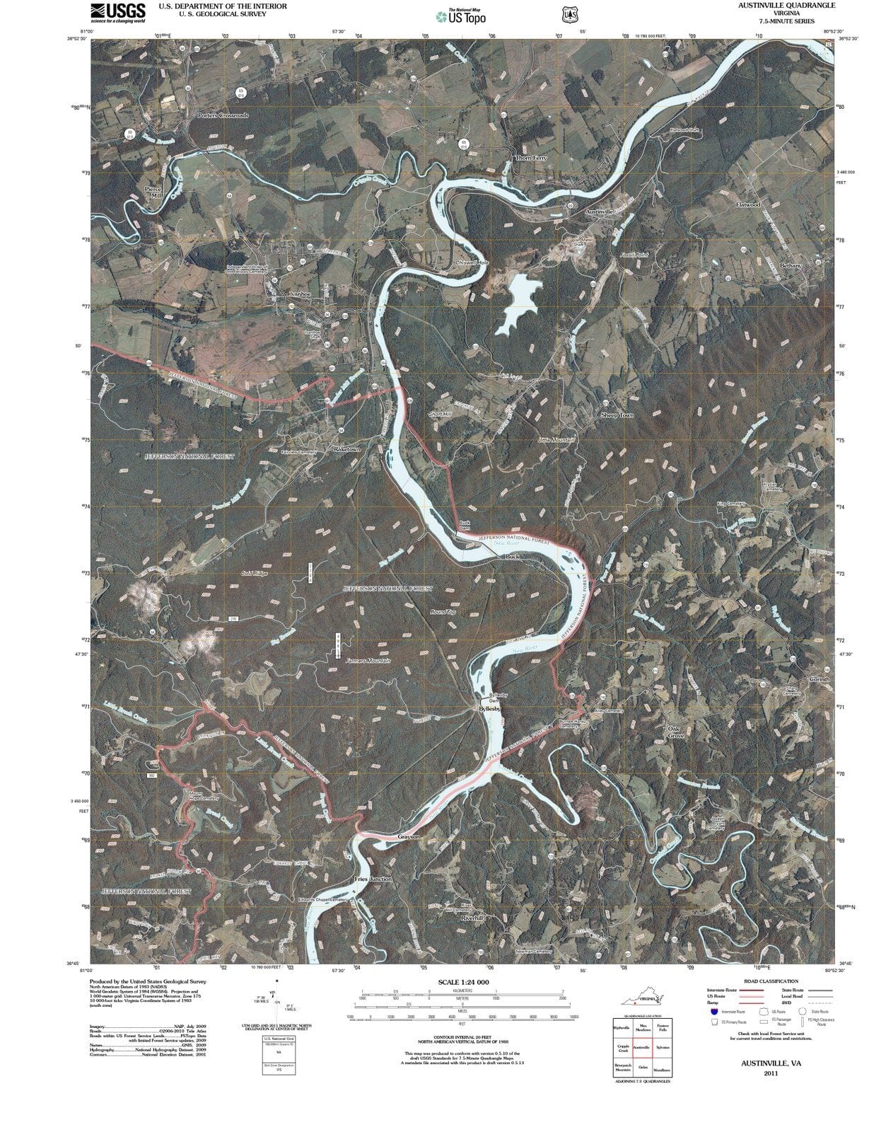 2011 Austinville, VA - Virginia - USGS Topographic Map