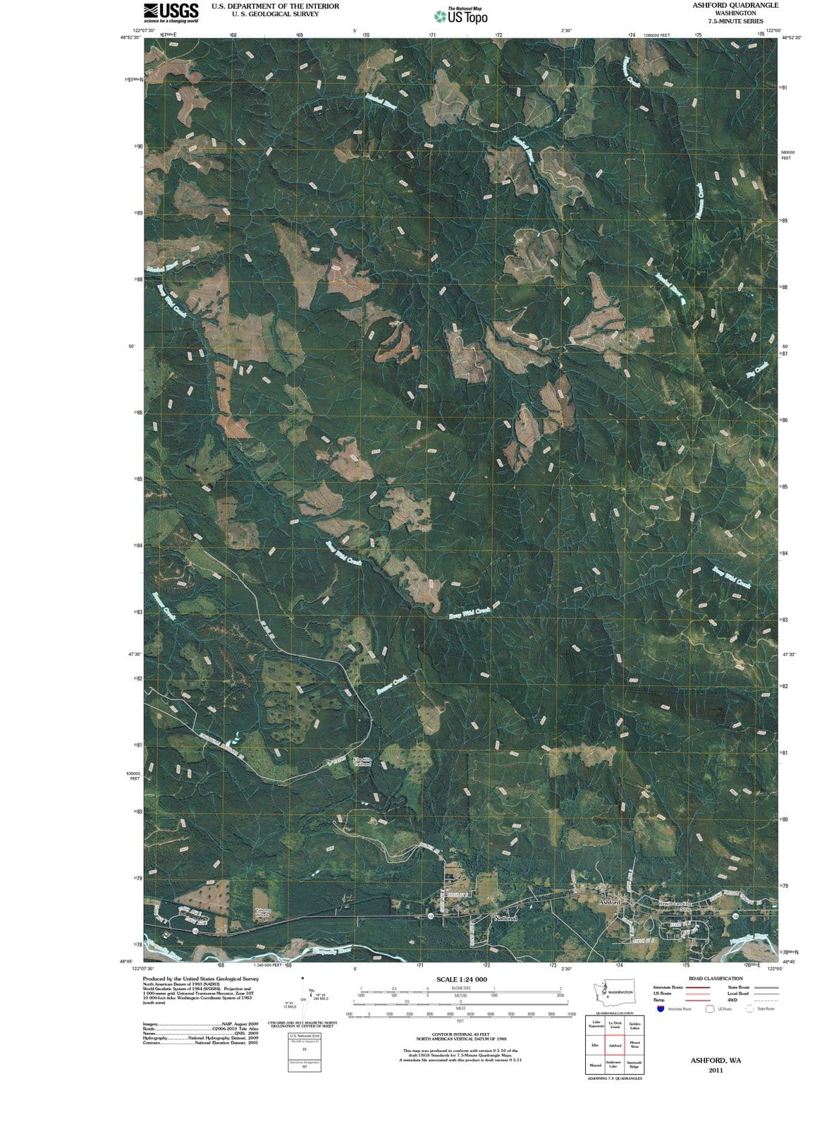 2011 Ashford, WA - Washington - USGS Topographic Map