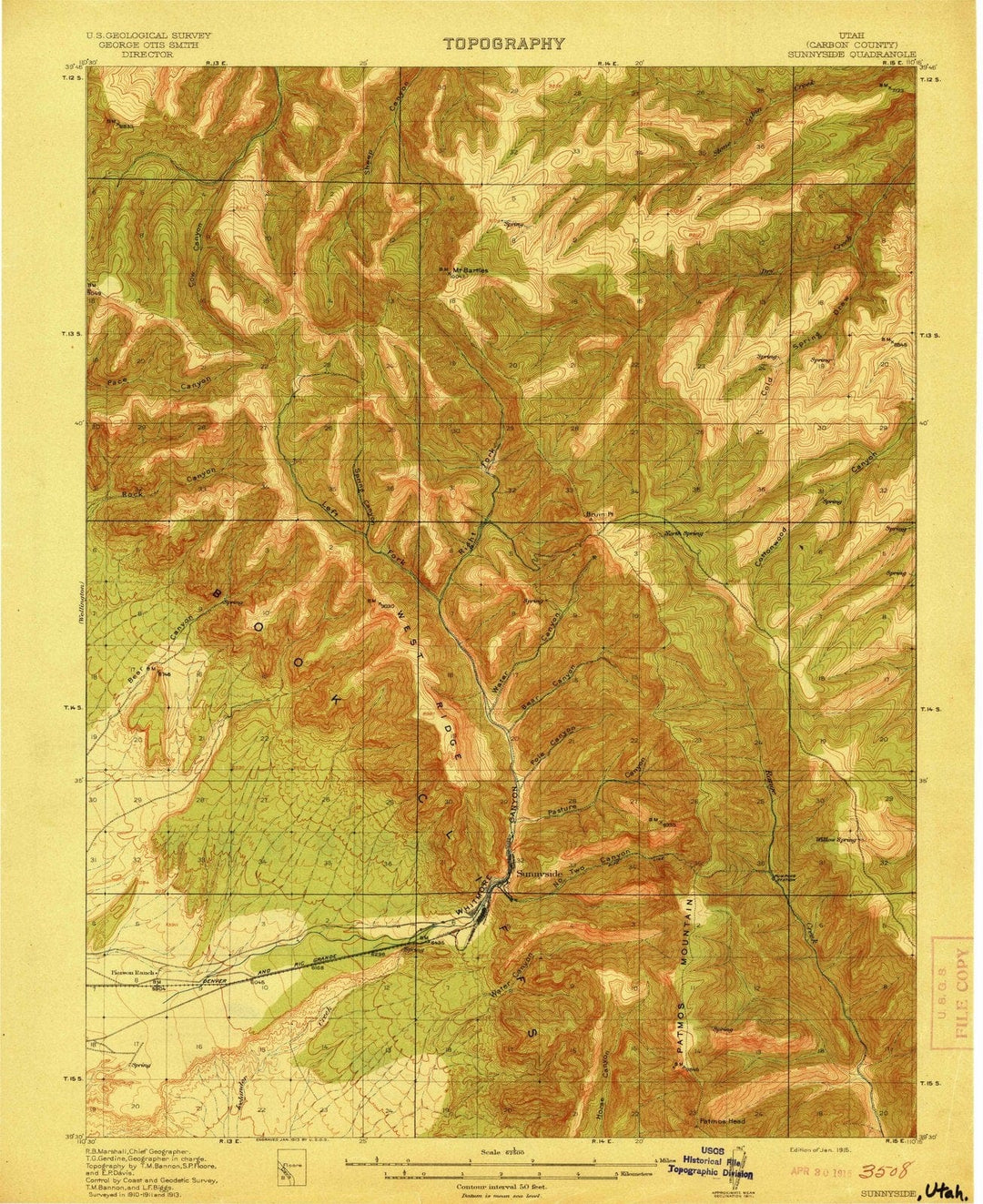 1915 Sunnyside, UT - Utah - USGS Topographic Map