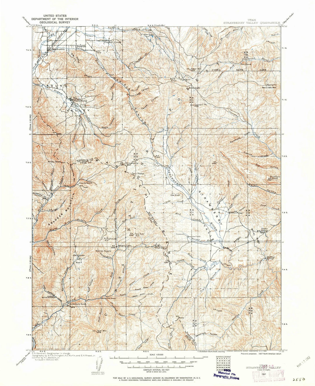 1907 Strawberry Valley, UT - Utah - USGS Topographic Map