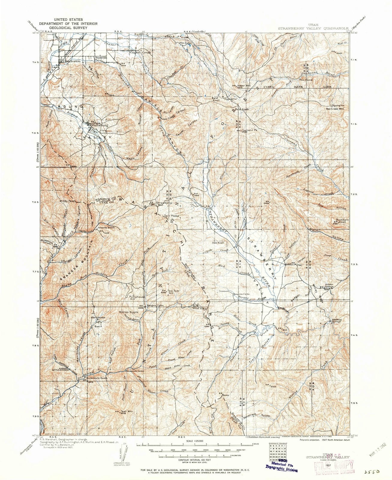 1907 Strawberry Valley, UT - Utah - USGS Topographic Map