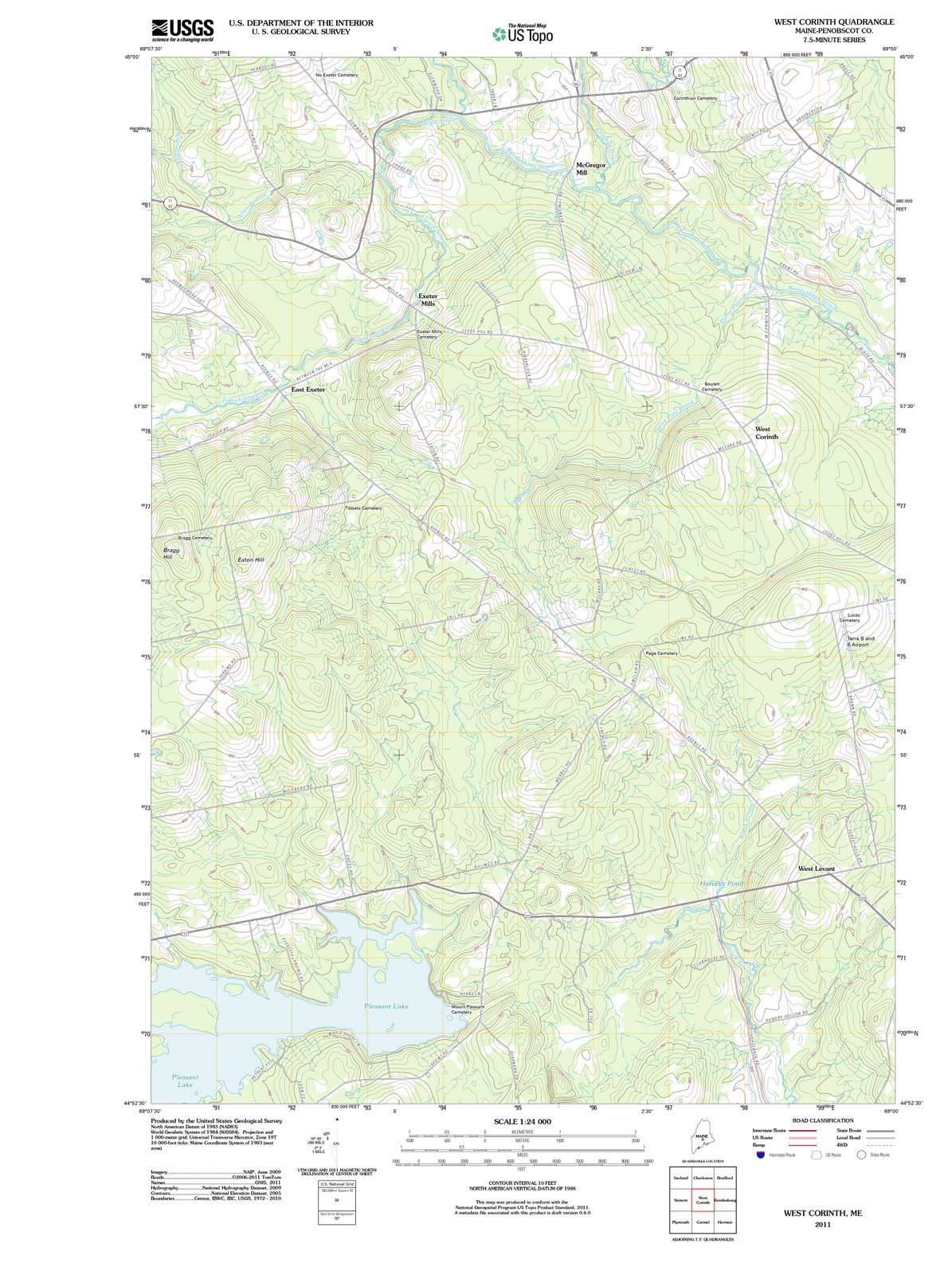 2011 West Corinth, ME - Maine - USGS Topographic Map