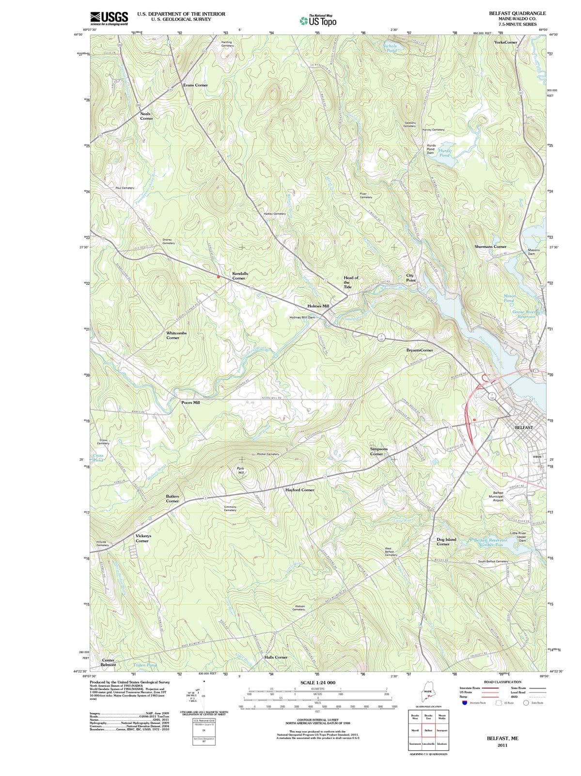 2011 Belfast, ME - Maine - USGS Topographic Map