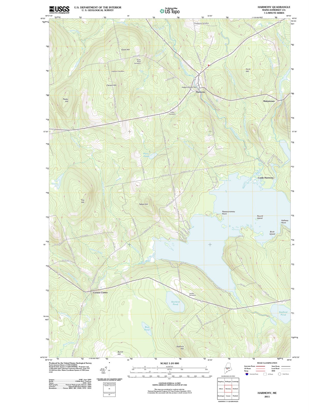 2011 Harmony, ME - Maine - USGS Topographic Map