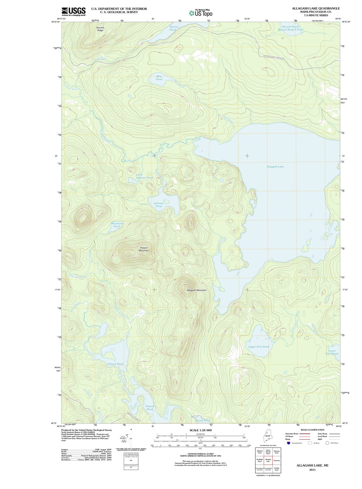 2011 Allagash Lake, ME - Maine - USGS Topographic Map