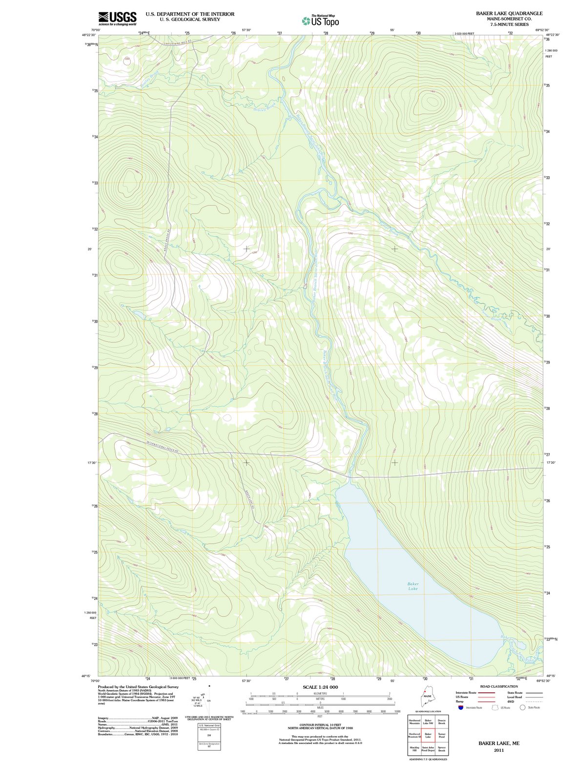 2011 Baker Lake, ME - Maine - USGS Topographic Map