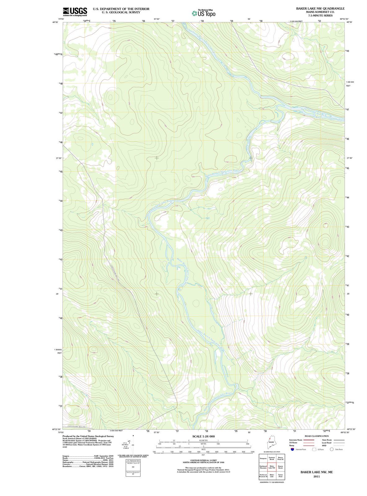 2011 Baker Lake, ME - Maine - USGS Topographic Map v2