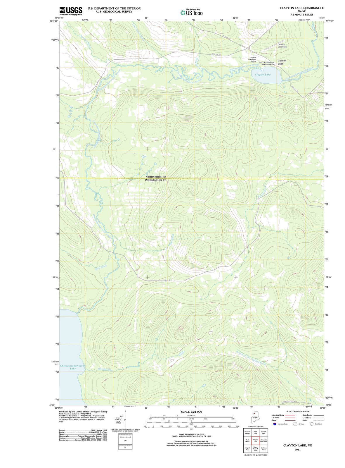 2011 Clayton Lake, ME - Maine - USGS Topographic Map