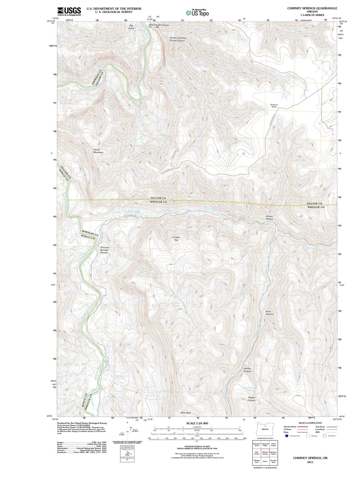 2011 Chimney Springs, OR - Oregon - USGS Topographic Map