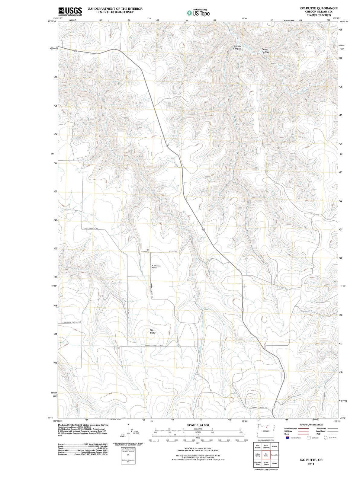 2011 Igo Butte, OR - Oregon - USGS Topographic Map