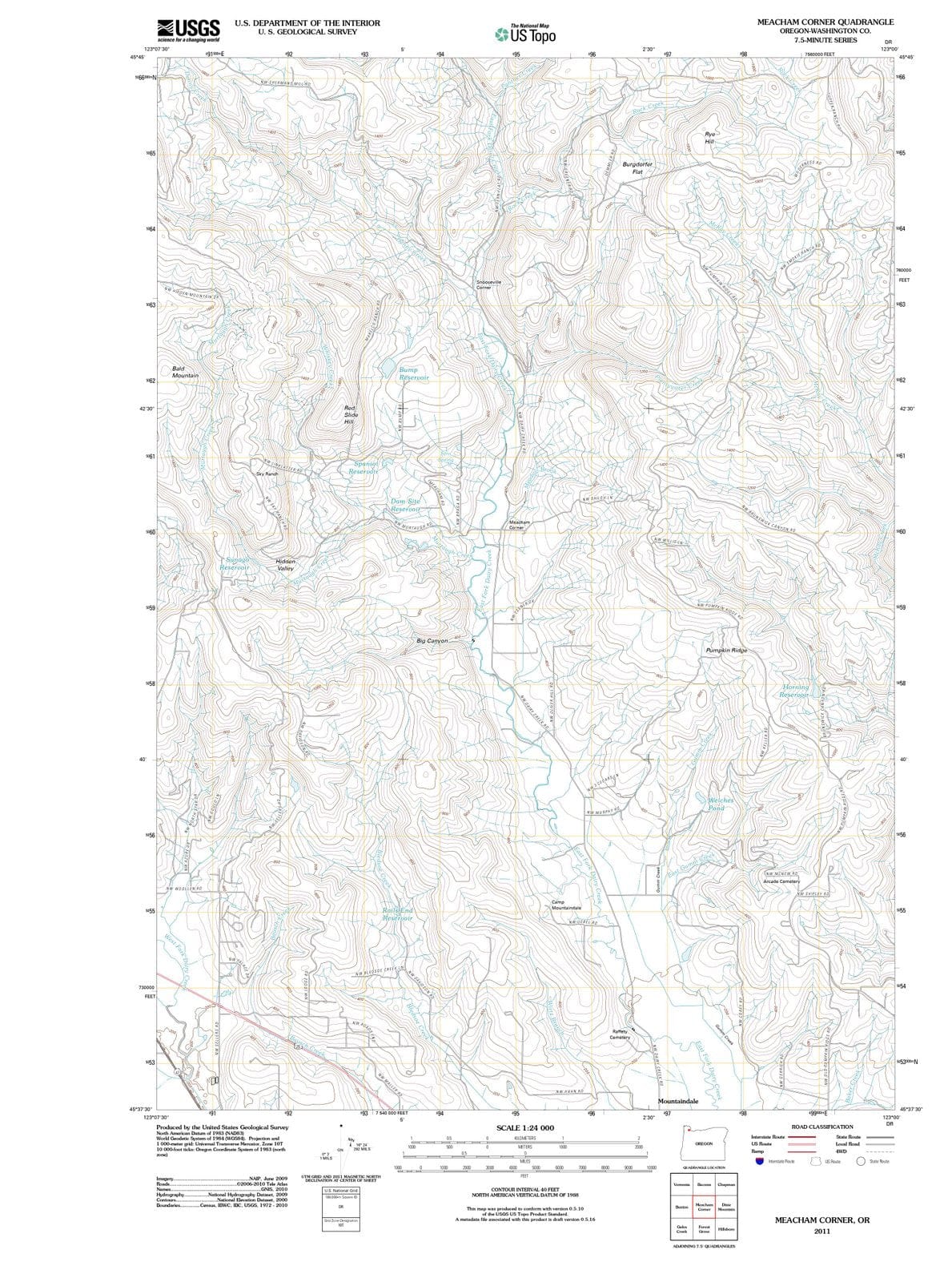 2011 Meacham Corner, OR Oregon USGS Topographic Map Historic Pictoric