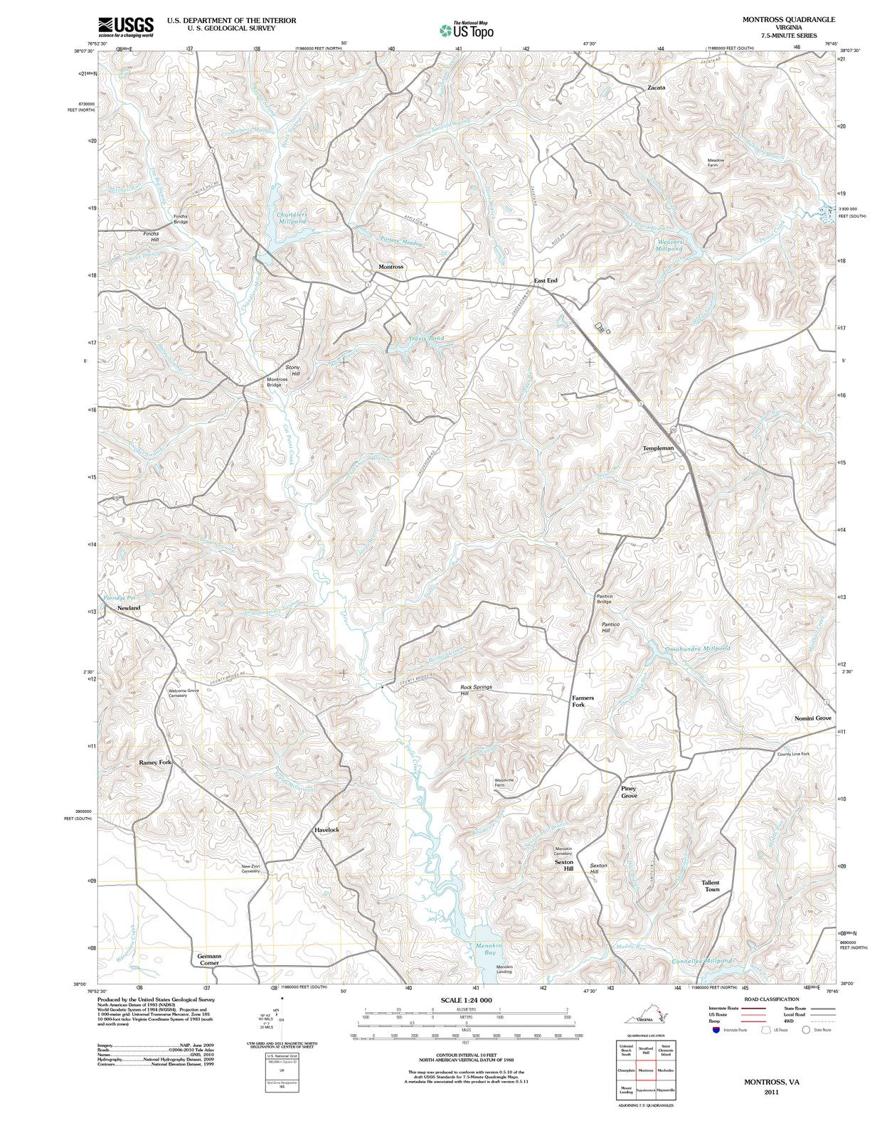 2011 Montross, VA - Virginia - USGS Topographic Map