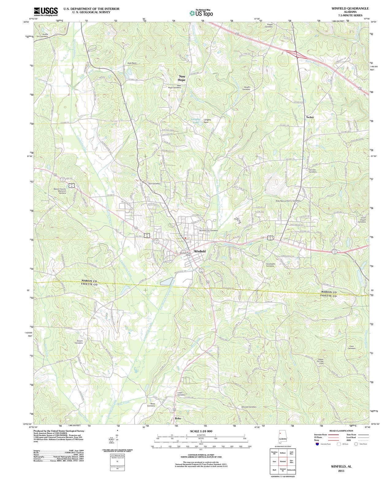2011 Winfield, AL - Alabama - USGS Topographic Map v2